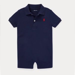 Ralph Lauren, Baby Boy Soft Cotton Polo Shortall, Navy